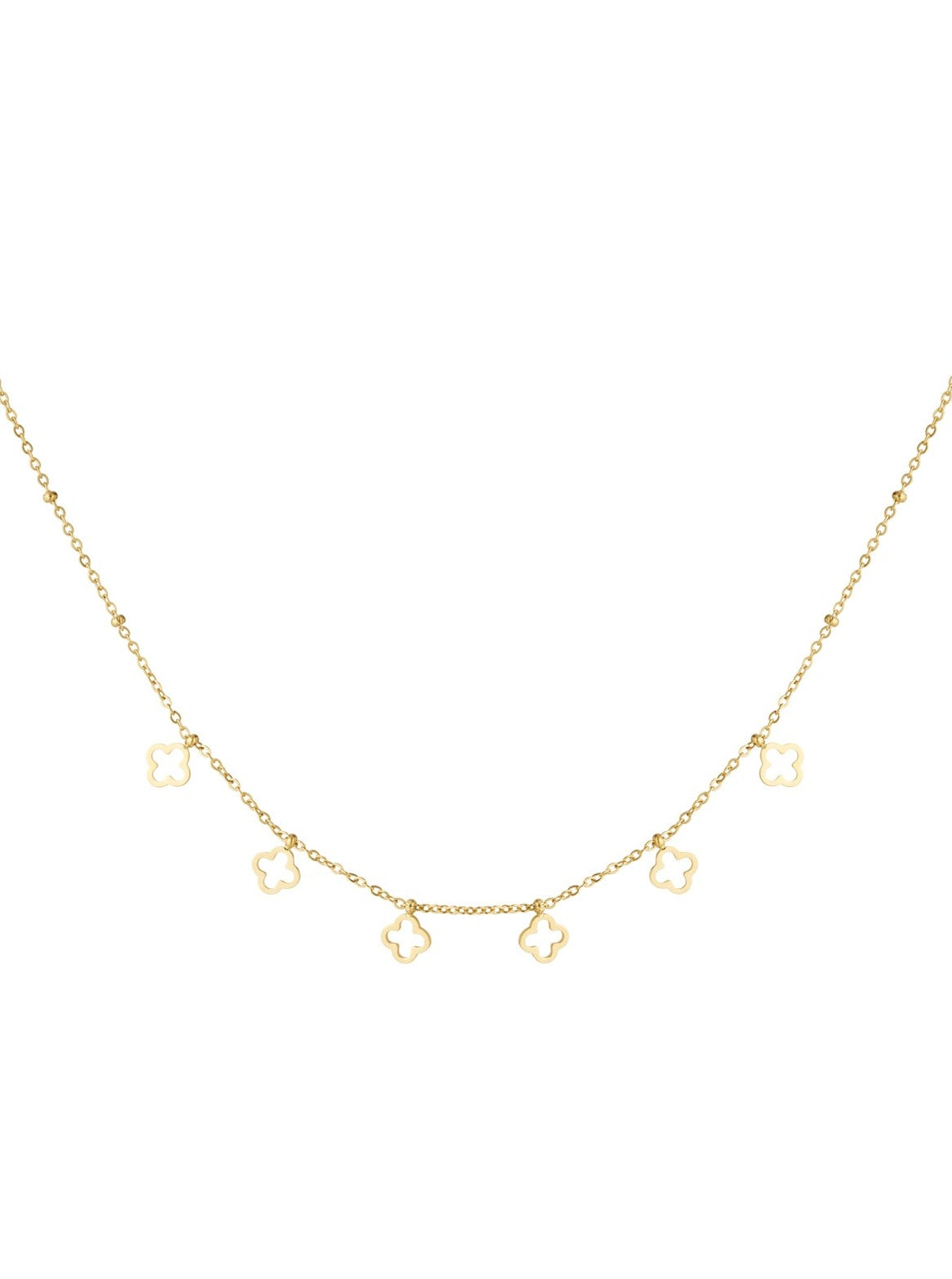 Ketting 6 Klavertjes - Goud