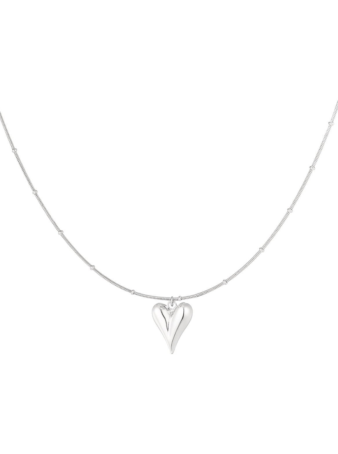 Ketting Bolletjes Met Hart Medium - Zilver