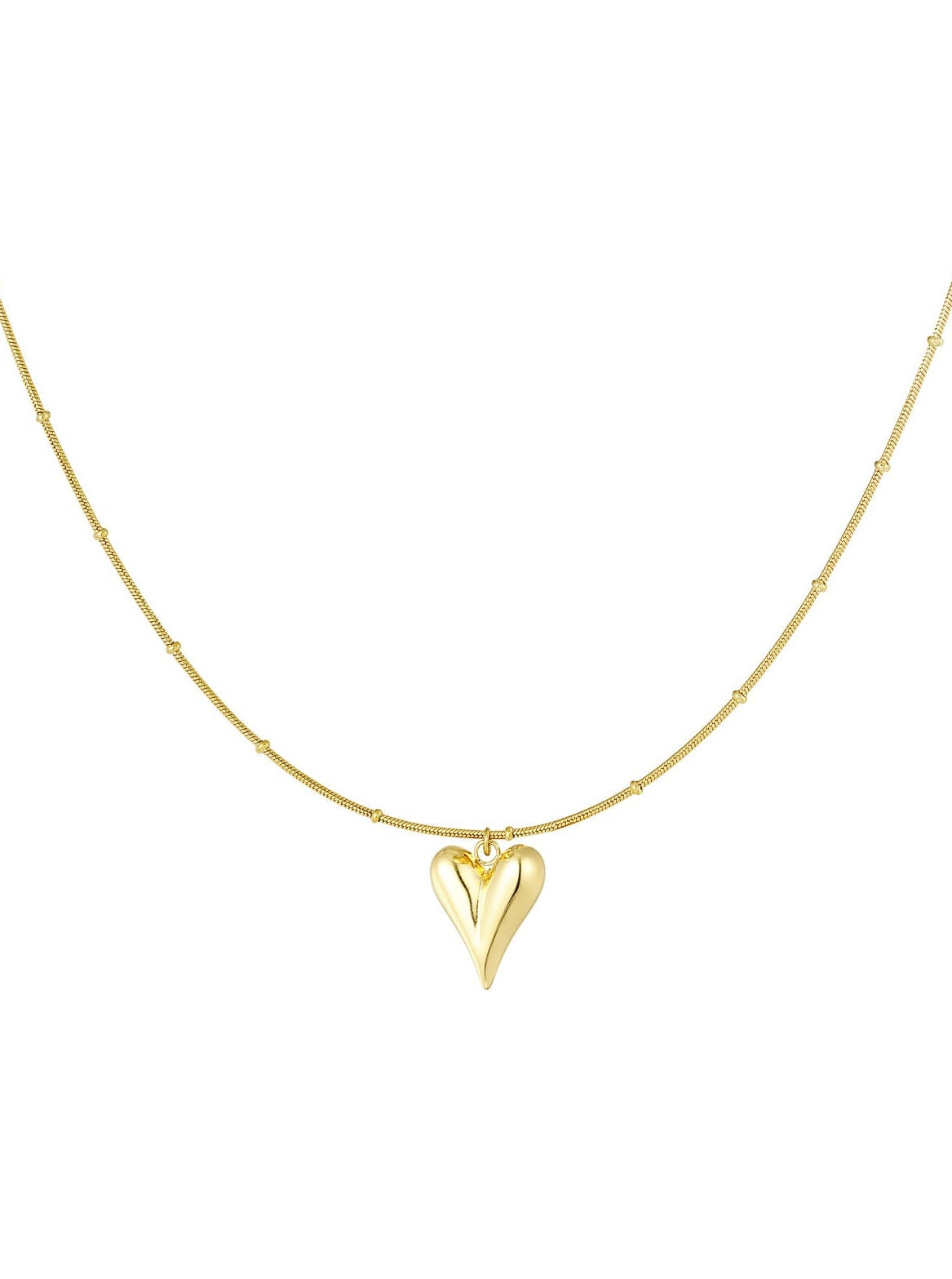 Ketting Bolletjes Met Hart Medium - Goud