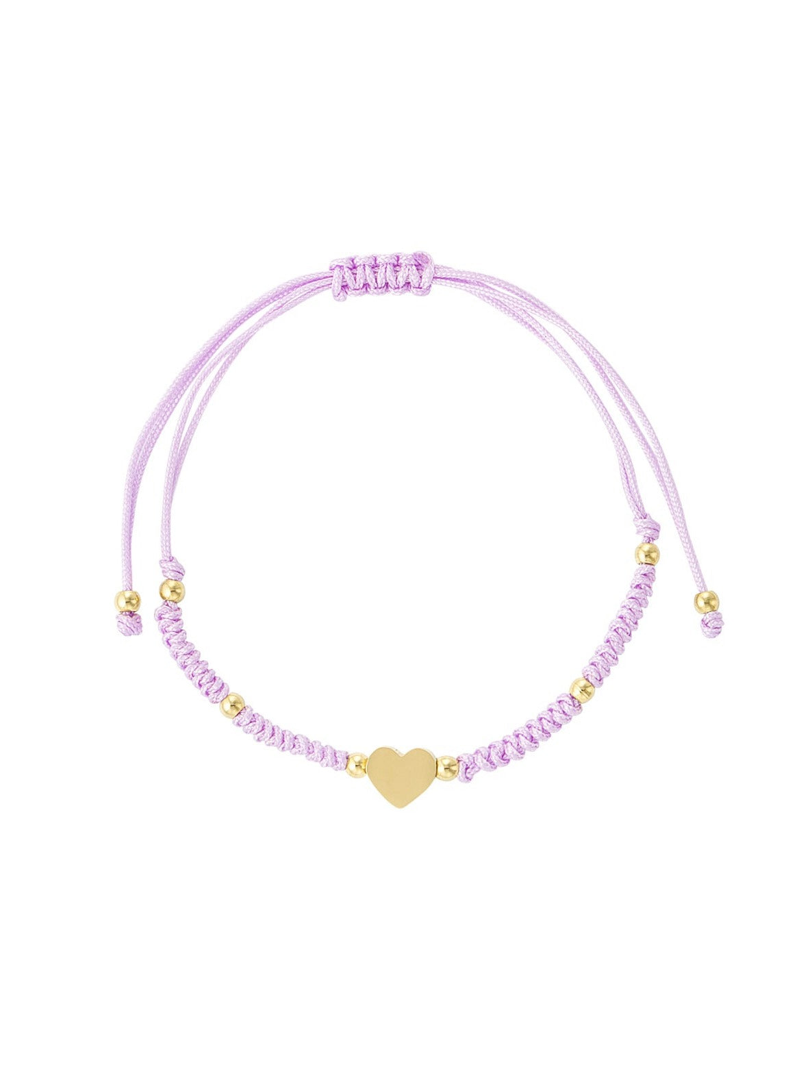 Armband Gevlochten Met Hart - Lila/Goud