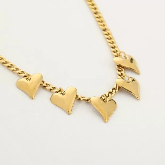 Bedelketting Big Hearts - Goud