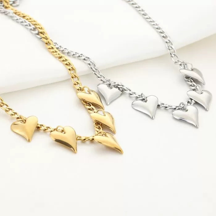 Bedelketting Big Hearts - Goud