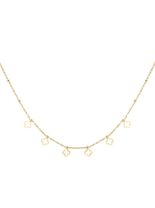 Ketting 6 Klavertjes - Goud