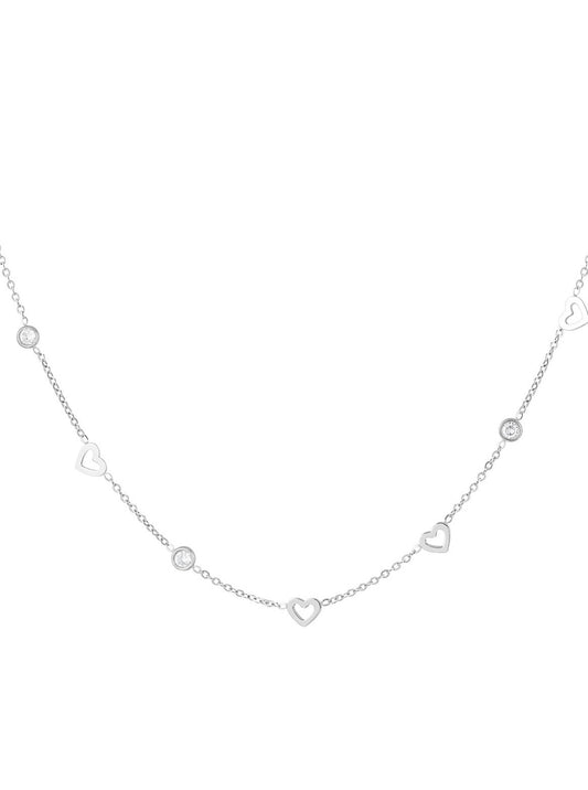 Ketting Hartjes & Steentjes - Zilver
