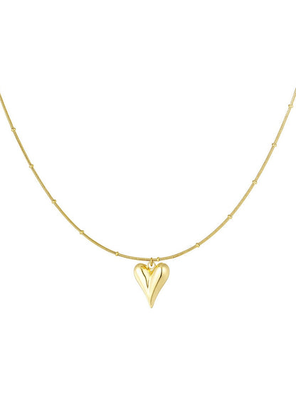 Ketting Bolletjes Met Hart Medium - Goud