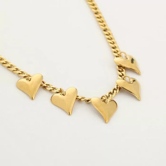 Bedelketting Big Hearts - Goud