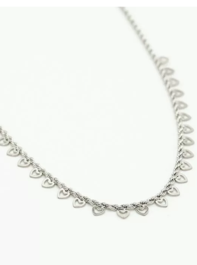 Ketting Open Hartjes - Zilver