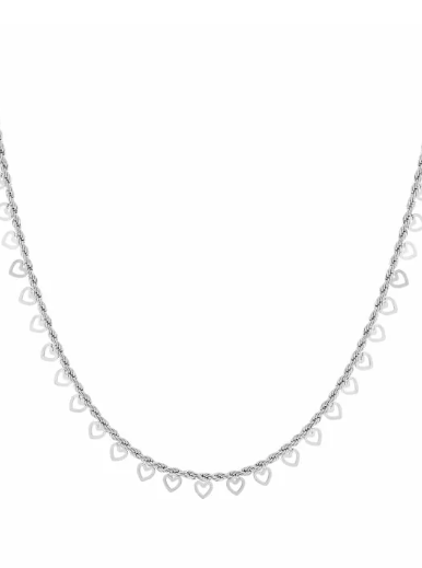 Ketting Open Hartjes - Zilver